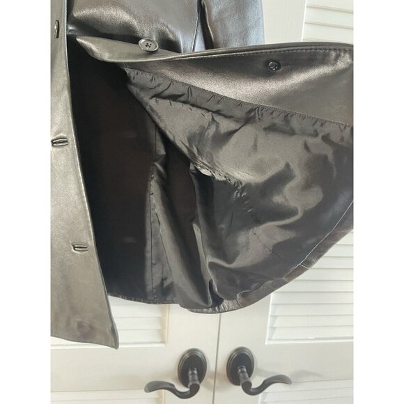 Ann Taylor Jacket Coat 100% Leather Button-up Collard Pockets Chic Women's S - Picture 10 of 10